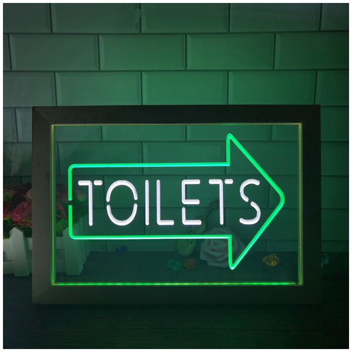 Toilets Arrow Dual LED Neon Sign for Functional and Fun Spaces