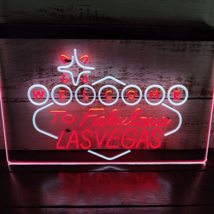 Welcome to Las Vegas Casino Dual LED Neon Sign for Casino and Fun Spaces