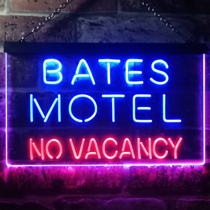 Bates Motel No Vacancy Halloween Dual LED Neon Sign for Halloween and Fun Spaces