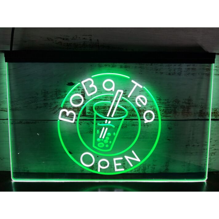 Boba Tea Bubble Tea Open Dual LED Neon Sign for Refreshing and Fun Spaces