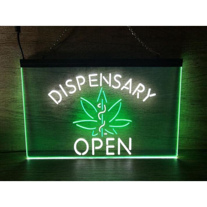 Dispensary Open Dual LED Neon Sign for Retail and Wellness Spaces