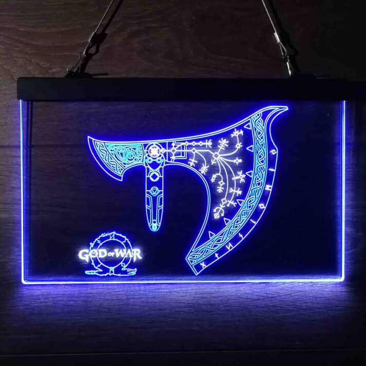 God of War Axe Dual LED Neon Sign for Gaming Fans
