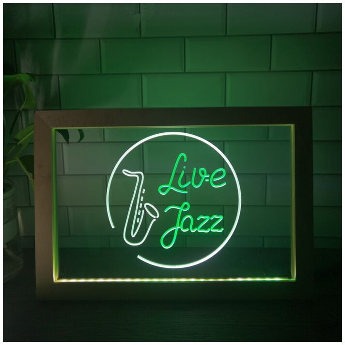 Live Jazz Music Dual LED Neon Sign for Music Lovers