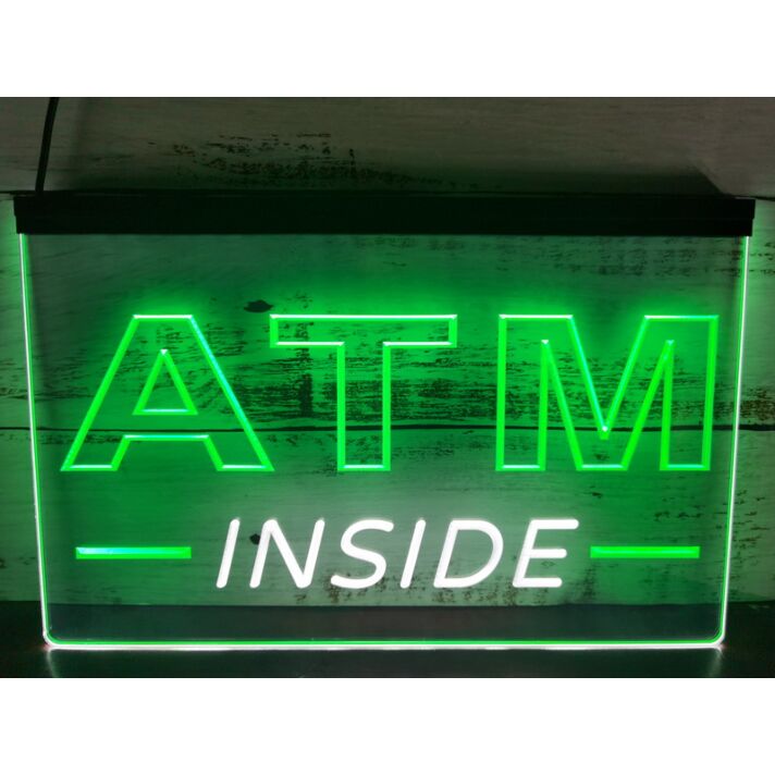 ATM Inside Dual LED Neon Sign for Businesses and Convenience Spaces