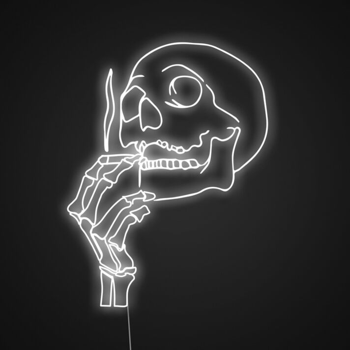 Smoking Skull Sign Neon Sign for Halloween and Edgy Themes