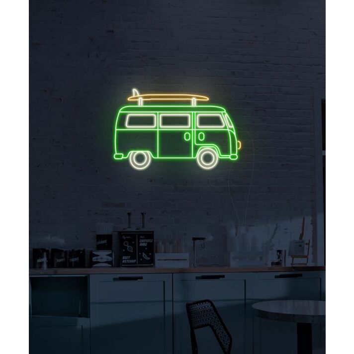 Surfer Caravan Neon Sign for Beach and Adventure Themes