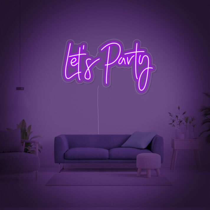 Let's Party Neon Sign for Party and Social Spaces