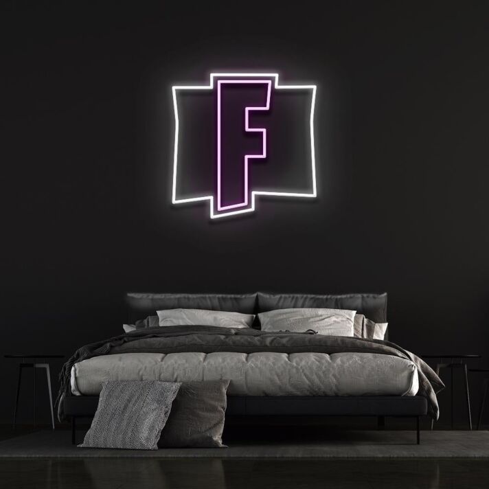 F game Logo Neon Sign for Gaming Fans