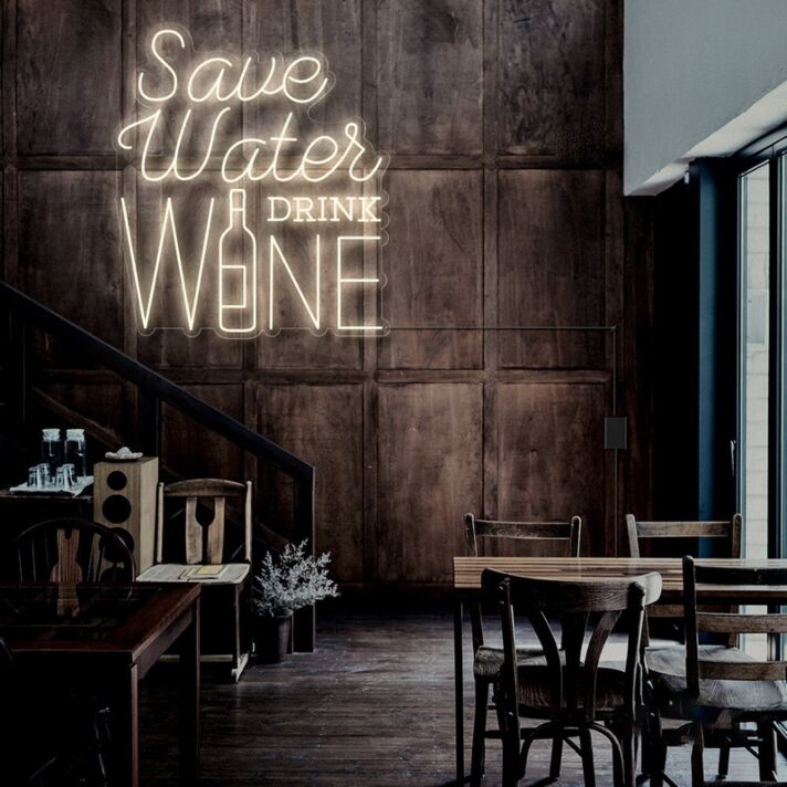 Save Water Drink Wine Neon Sign for Fun and Social Spaces