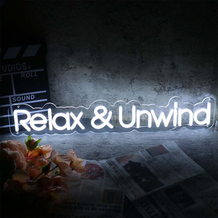 Relax and Unwind Neon Sign for Relaxation and Wellness Spaces