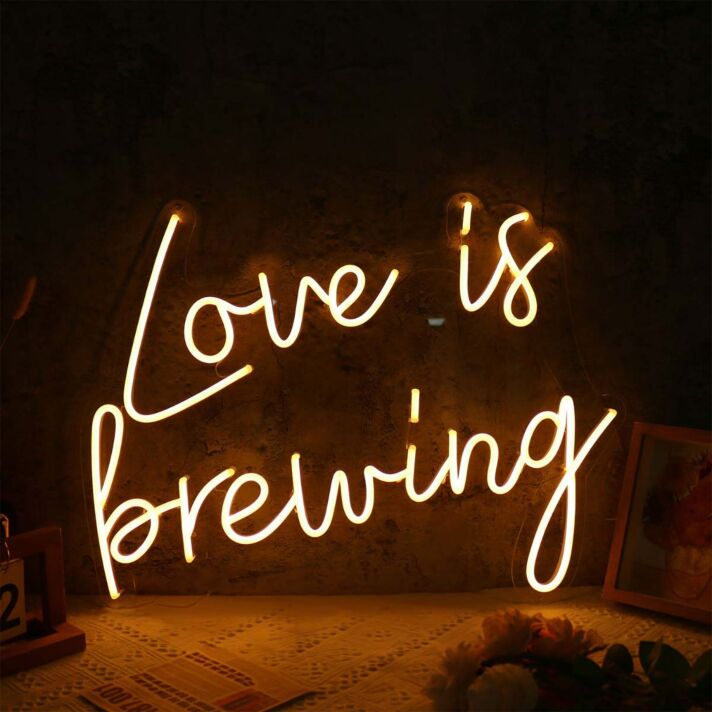 Love Is Brewing Neon Sign for Cafes and Coffee Lovers