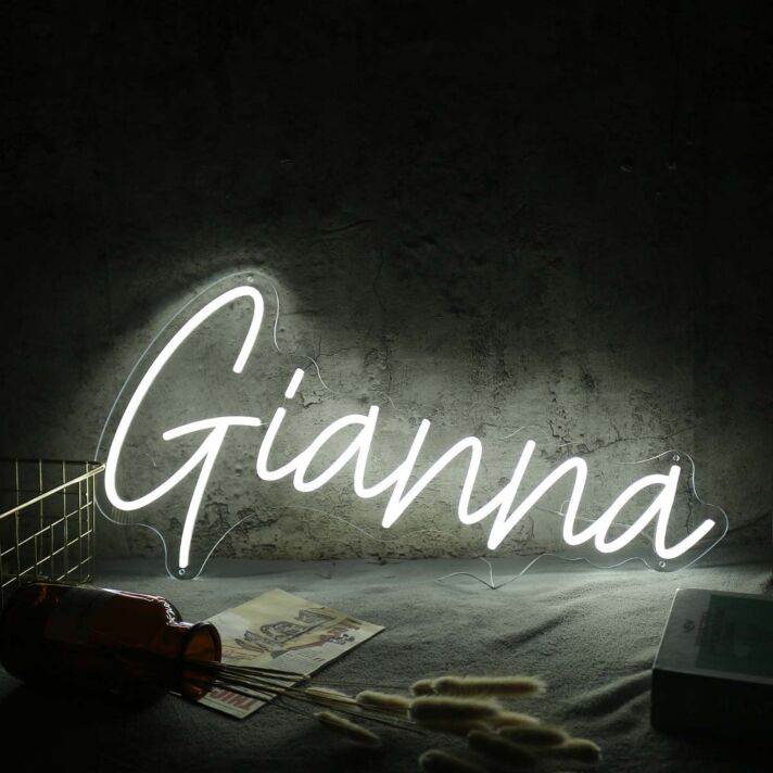 Gianna White Neon Sign for Personalized Decor