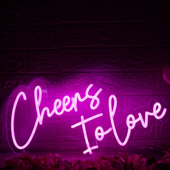 Cheers To Love Pink Neon Sign for Romantic and Celebratory Spaces