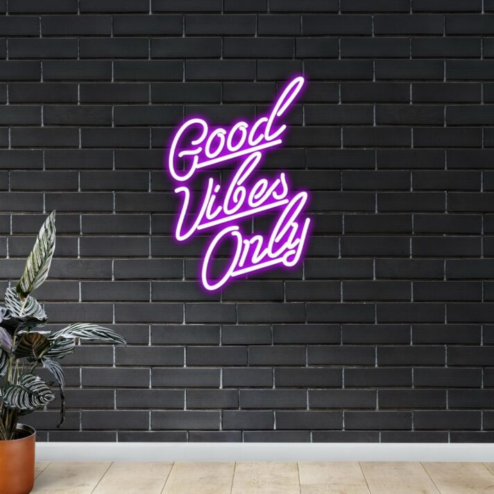 Good Vibes Only Neon Sign for Positive and Happy Spaces