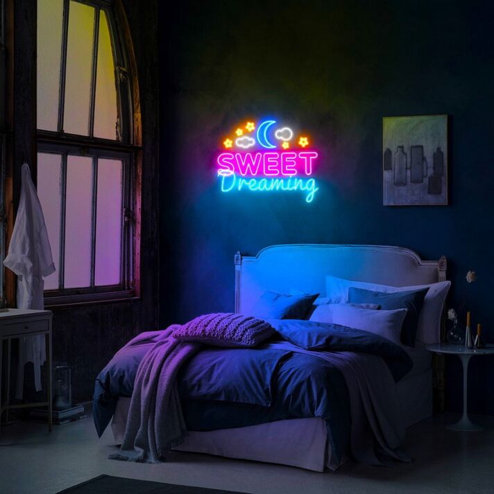 Sweet Dreaming Neon Sign for Relaxation and Positive Spaces