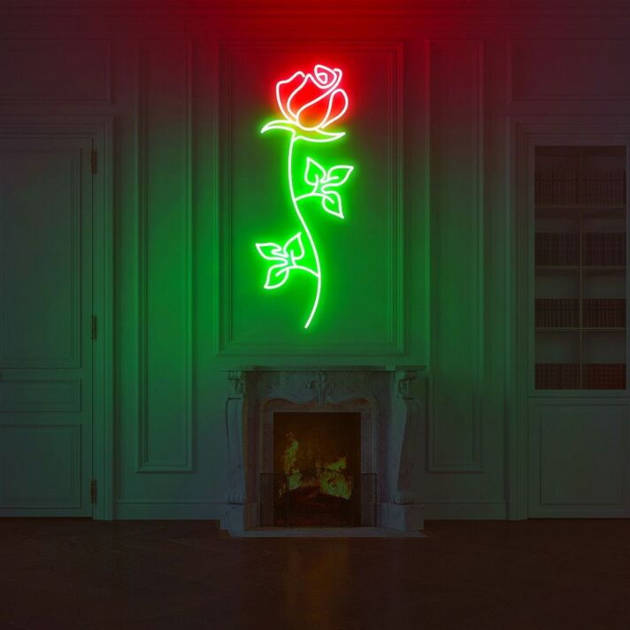 Rose Flower Love Neon Sign for Romantic and Elegant Spaces