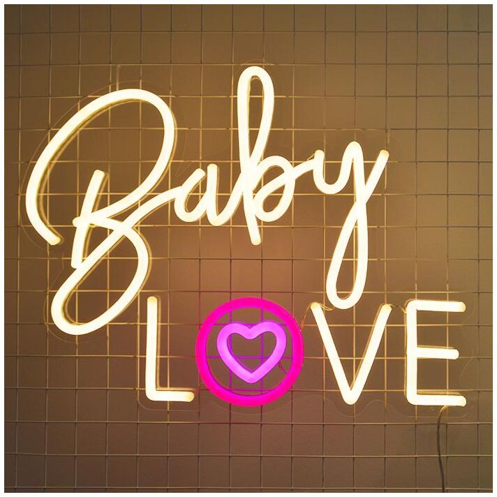 Baby Love Neon Sign adds charm to nursery rooms