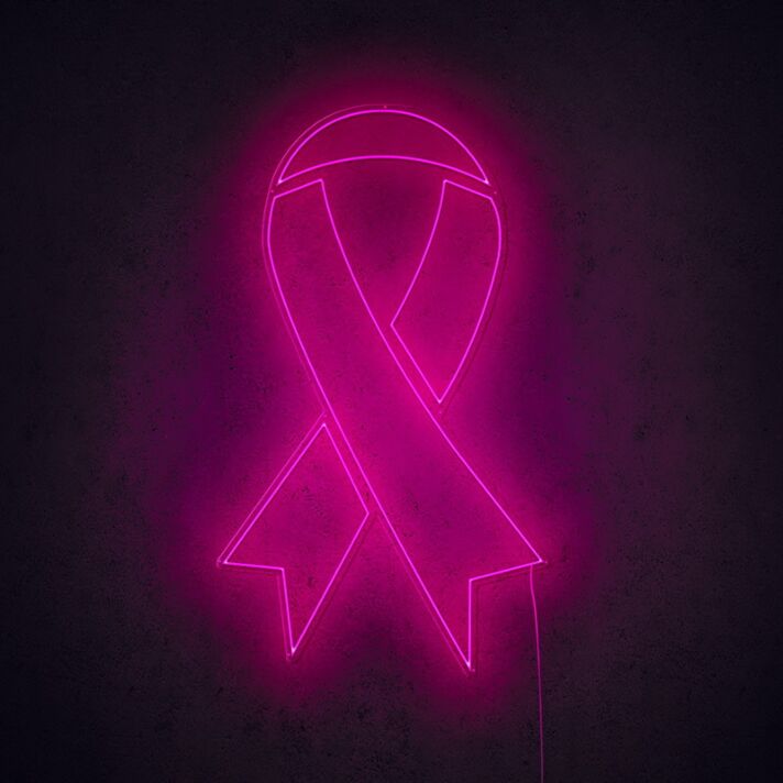 Breast Cancer Pink Ribbon Neon Sign shows support and awareness