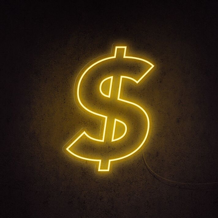 Dollar Sign Neon Sign for financial-themed decor