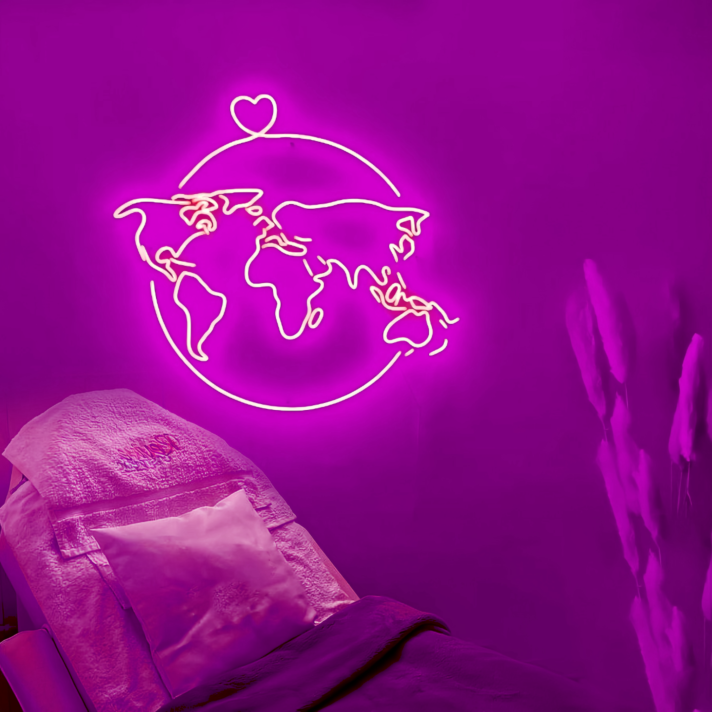 World map - globe with a heart