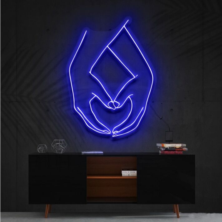 Hand Heart Neon Sign for Romantic Decor