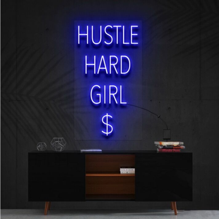Hustle Hard Girl Neon Sign for Motivational Spaces
