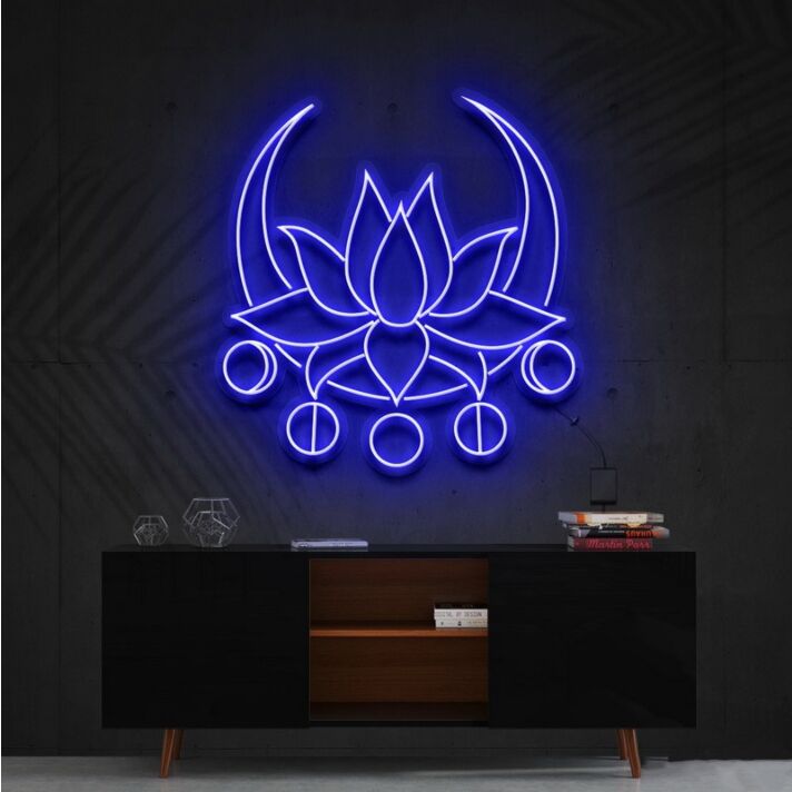 Moon Lotus Neon Sign for Peaceful and Zen Spaces