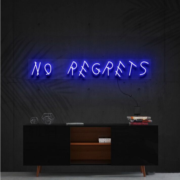 No Regrets Neon Sign for Motivational Spaces