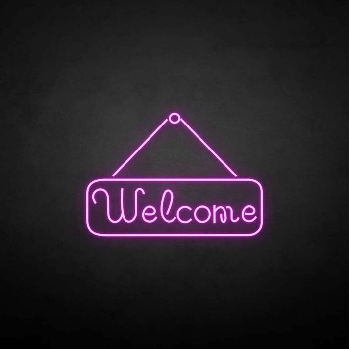 'Welcome' neon sign