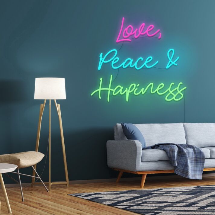 Love Peace And Happiness Neon Sign Spread positivity and joy in any space