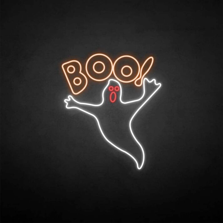 'BOO!' neon sign