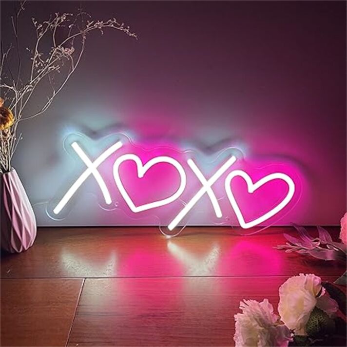 Brighten up Your Bedroom, Bar, or Wedding Ceremony with the Aesthetic Bedroom Xoxo With Heart LED Neon Sign