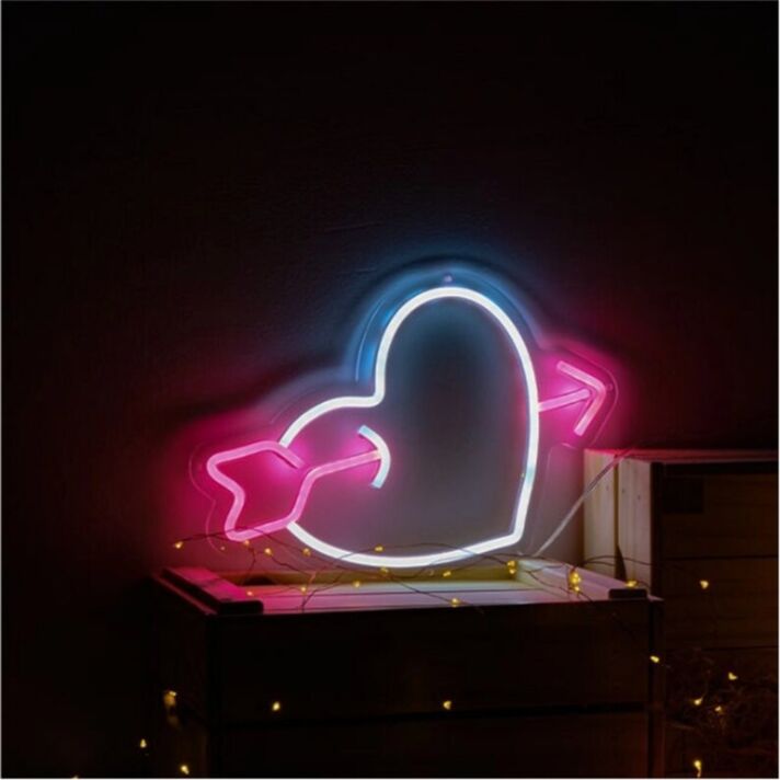 Brighten Your Love-Themed Celebrations and Cozy Corners with Arrow Across Heart LED Neon Sign