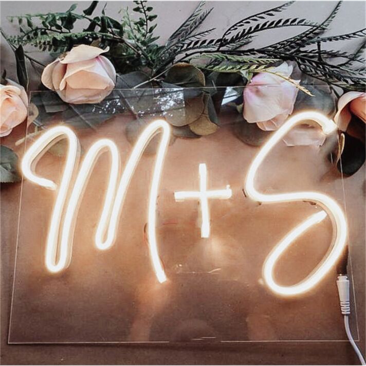 Brighten Your Special Day and Nights: Custom Wedding M and S LED Neon Sign for Ceremonies, Receptions, and Romantic Home Ambiance