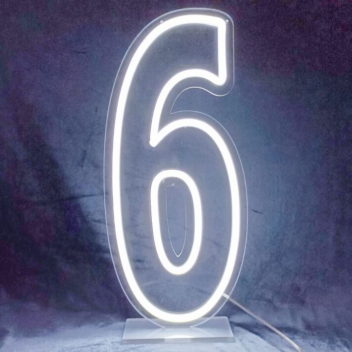 Brighten Your Celebration: Customized LED Neon Light Number 6 Birthday LED Neon Sign for Unforgettable Home, Office, and Bar Birthdays
