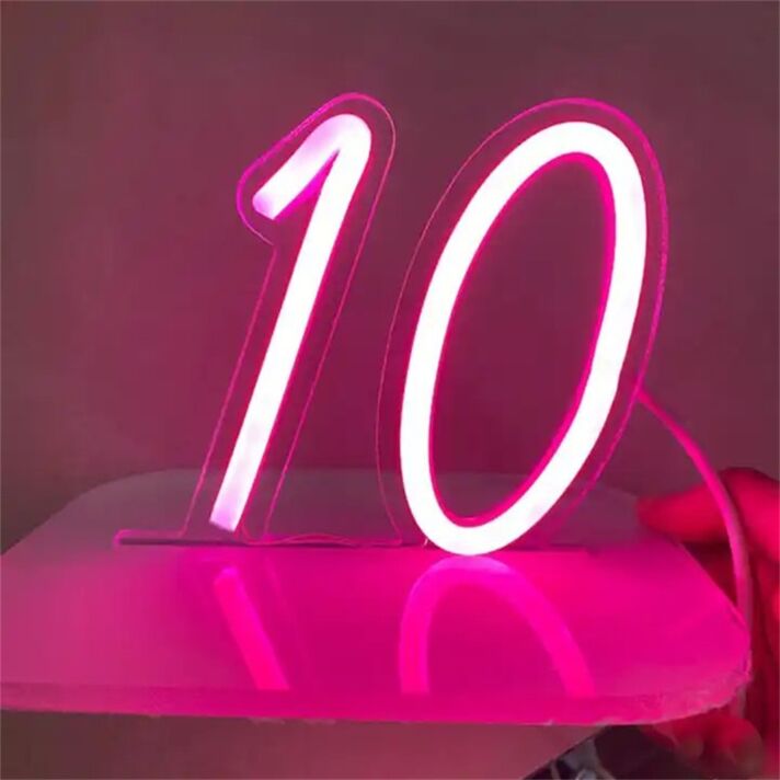 Brighten Your Bar, Wedding, or Birthday Bash with the Customized Number 10 LED Neon Sign.