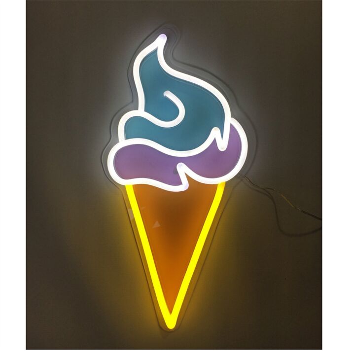 Brighten Your Space - Cute Ice Cream LED Neon Sign Perfect for Cafés, Kids' Rooms & Birthday Celebrations