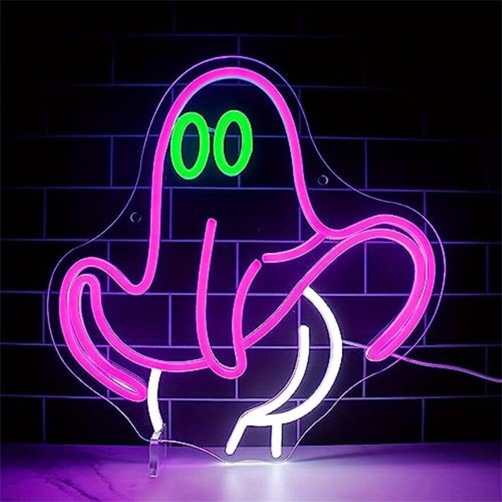 Spookify Your Space: Funny Ghost LED Neon Sign Halloween Cute Boo LED Neon Sign for Home, Bars, and Halloween Parties.