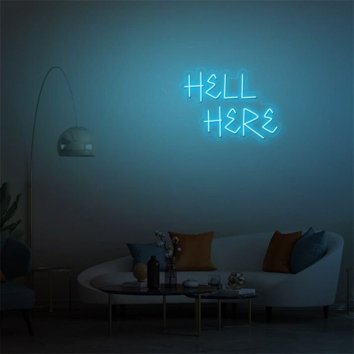 Elevate Your Bar, Office, or Game Room Ambiance with the Hell Here LED Neon Sign.