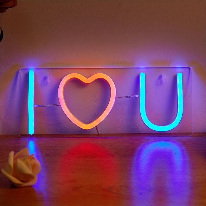 Enhance Romantic Ambiance at Home, Weddings, and Anniversaries with I Love You Shaped Red LED Neon Sign.