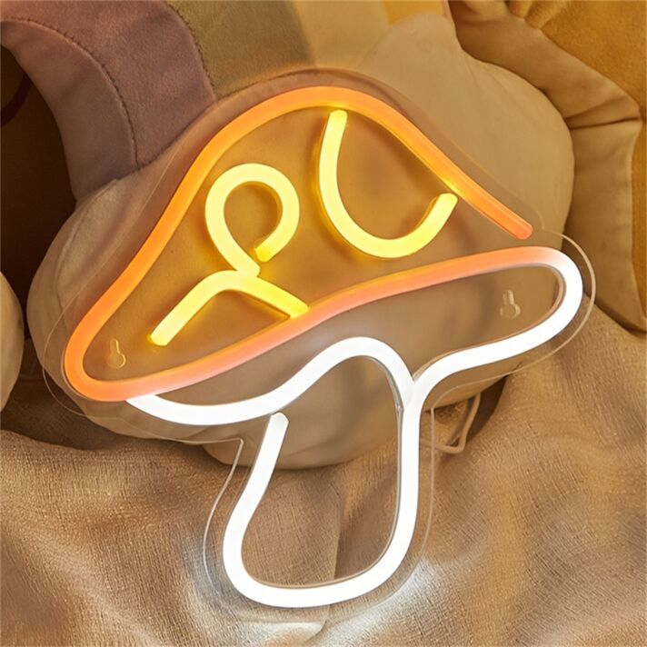 Bring a whimsical glow to your bedroom, gaming setup, or café with the LED Neon Mushroom Cute LED Neon Sign.
