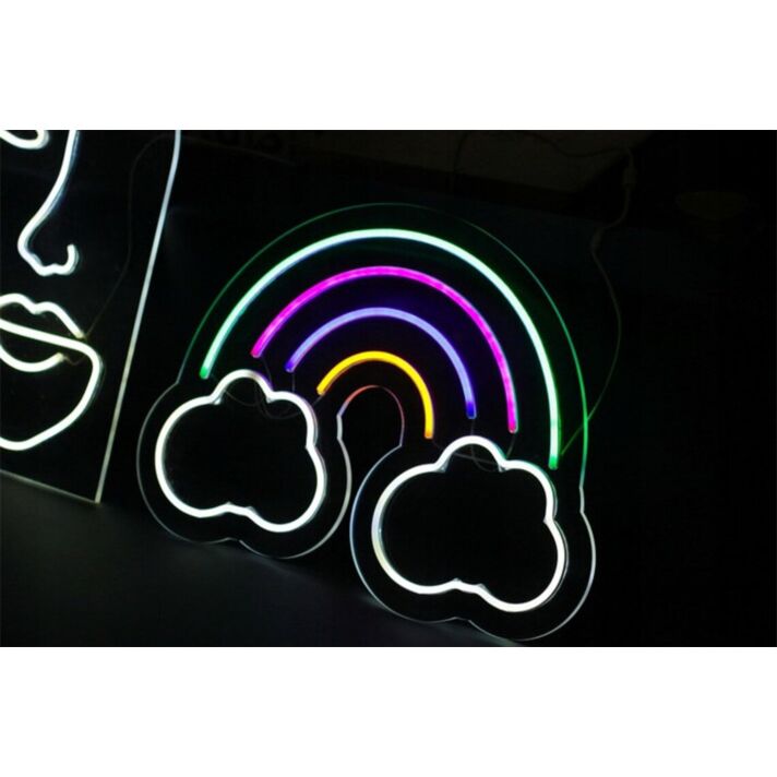 Brighten Up Any Space: Rainbow And Cloud LED Neon Sign for Lively Home Decor, Trendy Office Vibes, Storefront Charm, and Vibrant Party Settings.