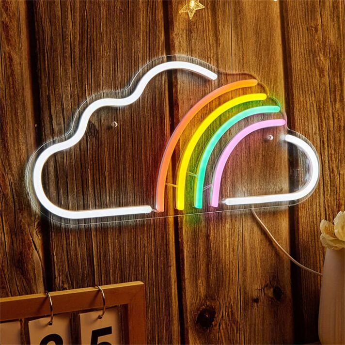 Brighten Up Your Spaces: From Cozy Corners at Home to Vibrant Parties with Rainbow Cloud Shaped White LED Neon Sign.
