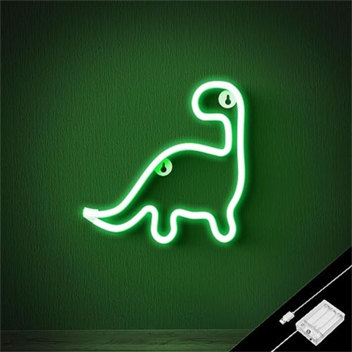 Brighten Your Child's Bedroom or Playroom Adventure with the Room Dinosaur Green LED Neon Sign